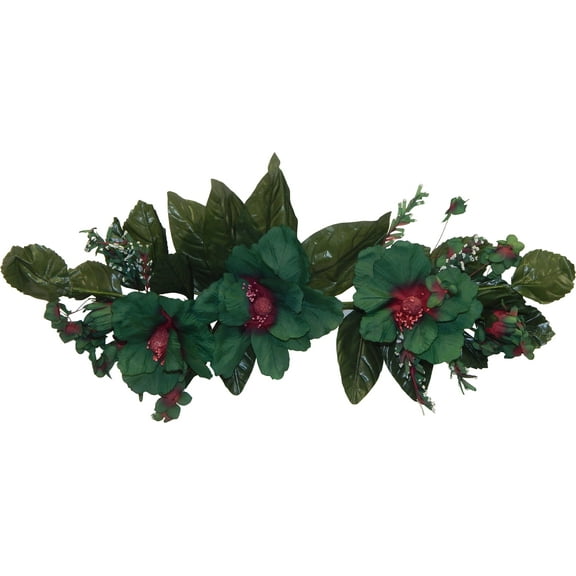 Green Red Snow White Peony 24in Artificial Polysilk Fake Flower Hand-wrapped Swag for Craft Home Bouquet Arrangement Ceremony Wedding Arch Floral Wall Aisle Decor (Hunter Green Burgundy, Set of 2)