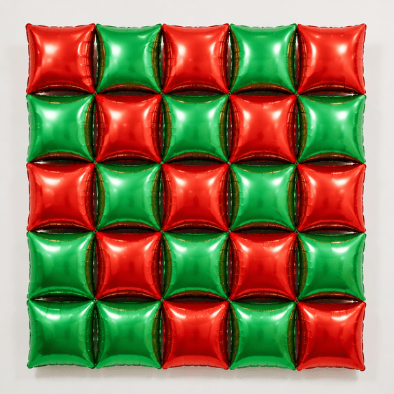 Green Red Square Foil Balloons Wall Backdrop