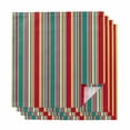 thumbnail image 1 of Green Red Striped Cloth Napkins, Farmhouse Colorful Stripes Washable and Reusable Dinner Napkins Set of 4, Table Napkin for Kitchen Party Birthday Wedding Hotel Housewarming 20"x20", 1 of 8