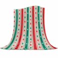 Green Red Trees Fleece Blankets for Couch, Christmas Snowflake Dot