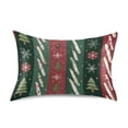 thumbnail image 1 of Green Red Vertical Stripes Christmas Theme Patterns Satin Pillowcase Envelope Design Pillow Covers 1 Pack Standard Size 20" x 26", 1 of 9