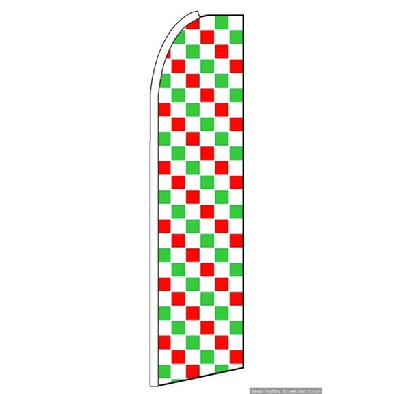 Green Red & White Checkered Swooper Flag (Hardware Not Included) |Advertisement /Business Flags | Feather Flag |