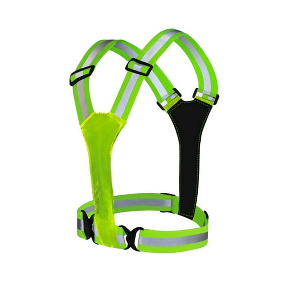 Green Reflective Running Vest with LED Lights 360-Degree Visibility, USB Charging for Night Activities Traffic Police