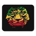 thumbnail image 1 of Green Reggae Rasta Lion Head on Red Bob Marley Pattern Rastafarian Mousepad Mouse Pad Mouse Mat 9x10 inch, 1 of 3