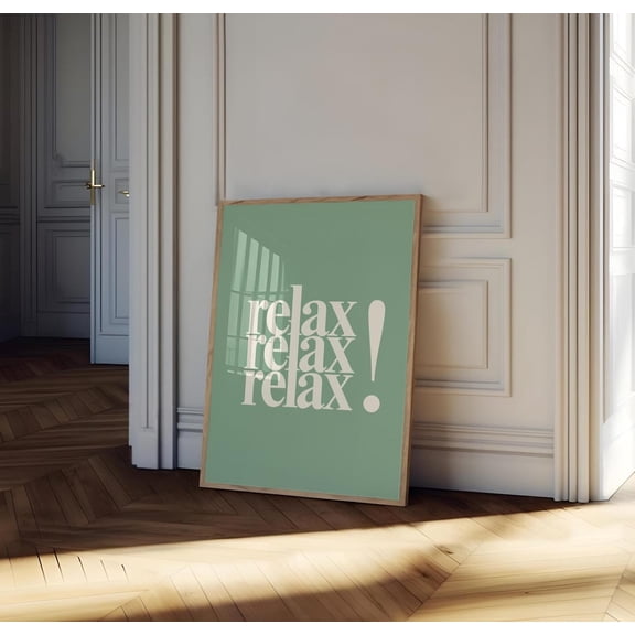Green Relax Typography Minimalist Dorm Art Poster, Unframed Size 8x12
