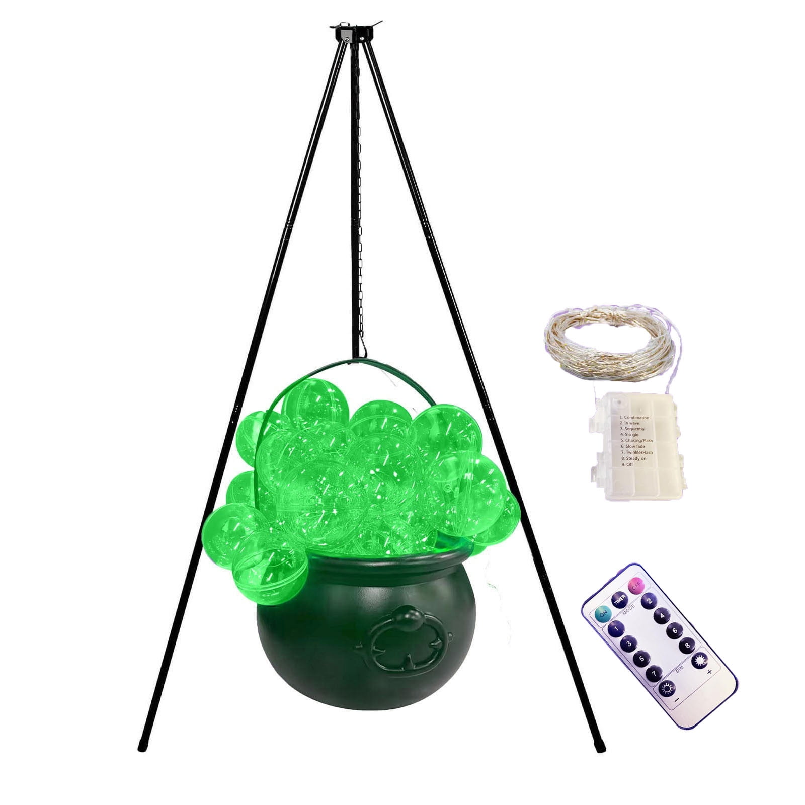 Green Remote Control Witch Jar Pot Set With Shelf Luminous Halloween ...