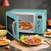 Green Retro Countertop Microwave Oven, 0.9 Cu.Ft Compact Microwave with 5 Power Levels and Child Lock