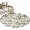 thumbnail image 1 of Green Retro Floral Washable Round Area Rug 4 ft, Farmhouse , Soft Non Slip Rugs Stain Repellent Indoor Felt Carpet for Living Dining Room Bedroom Home Office, 1 of 9