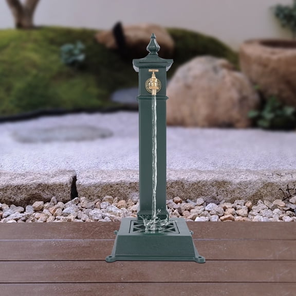 Green Retro Garden Outdoor Water Faucet Cast Iron Ground Mounted Yard Tap for Farm, Park, Workshop & School