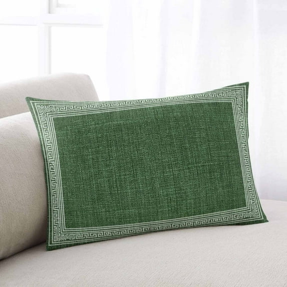 Green Retro Greek Key Standard Size Pillow Cover,Pillowcase Protectors with Zipper,Breathable Decorative Throw Pillow Case Cover,Geometric Greece Ancient Rustic Pillow Shams for Couch Sofa 20x26Inch