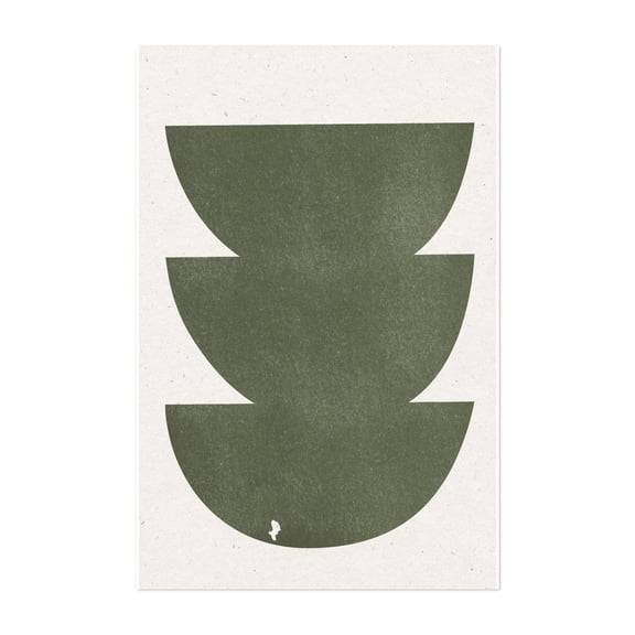 Green Retro Objects - Mixed Media Abstract Geometric Minimalist Modern Art Mid-Century Modern Boho Unframed Wall Art Print 4 x 6 inches