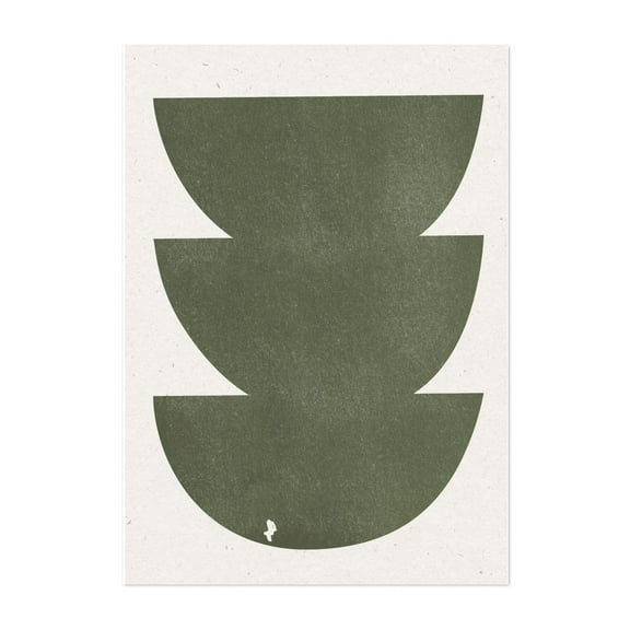 Green Retro Objects - Mixed Media Abstract Geometric Minimalist Modern Art Mid-Century Modern Boho Unframed Wall Art Print 4 x 6 inches