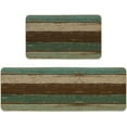thumbnail image 1 of Green Retro Rustic Wood Texture Kitchen Mats Set of 2, Home Spring Summer Decor Kitchen Rugs for Floor - 17x29 and 17x47 Inch, 1 of 6