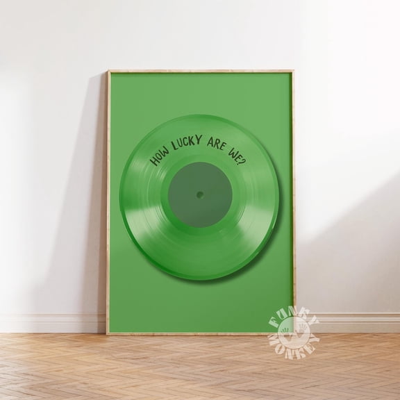 Green Retro Vinyl Record Print How Lucky Art We Trendy Y2K Aesthetic Poster Trendy Wall Artdorm Room Decor Print , Poster Print Only