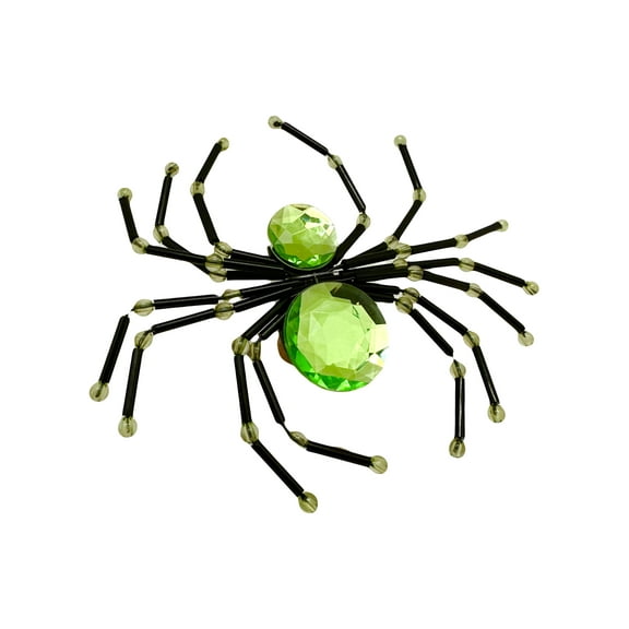 Green Rhinestone Spooky Spider Halloween Bottle Topper - By Ganz