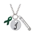 thumbnail image 1 of Green Ribbon - J - Script Initial Disc Courage Strength Wisdom Zoe Necklace, 1 of 1