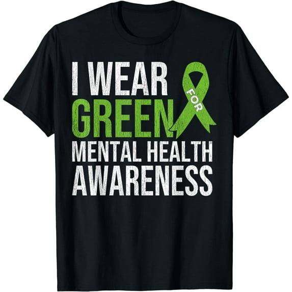 Green Ribbon Mental Health & Depression Awareness T-Shirt