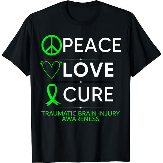 Green Ribbon Peace Cure Traumatic Brain Injury Awareness T-Shirt