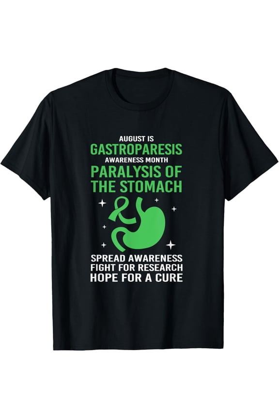 Green Ribbon Stomach August Is Gastroparesis Awareness Month T-Shirt