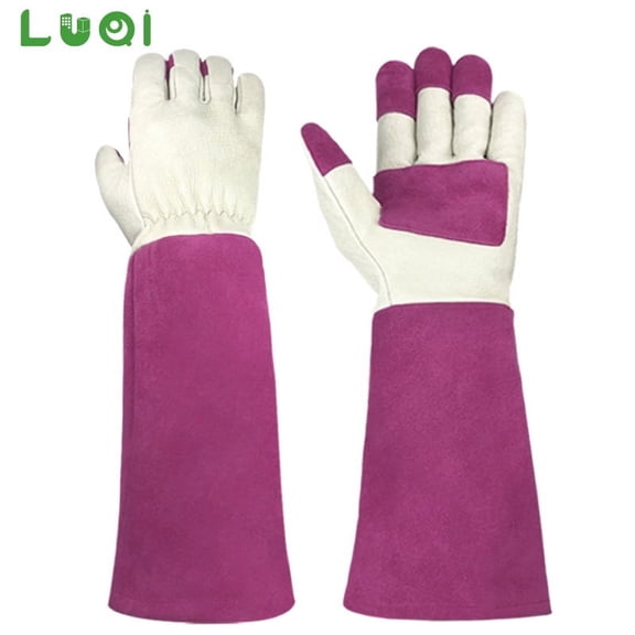 Green Riding Long Garden Gardening Gloves Pigskin Wear-Resistant Beekeeping Shock-Proof Shock-Absorbing Anti-Piercing Anti-Scald