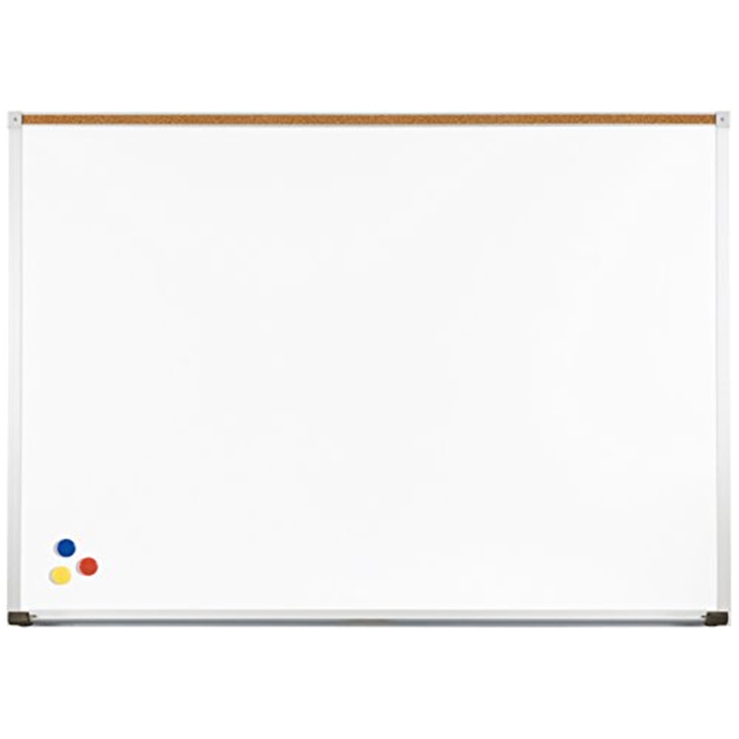 Dry Erase Board, Porcelain, 24 in, 36 in, Aluminum Frame, White, Gloss 2H2AB