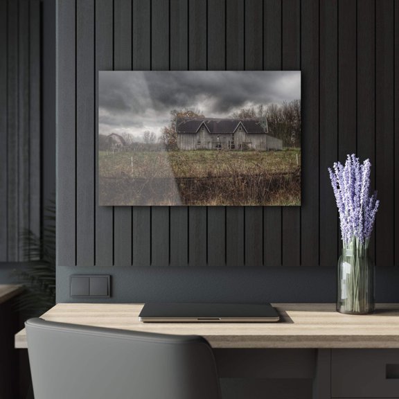 U R There Photography Green Road Grey Rustic Farmhouse Acrylic Wall Print 30"x 20"