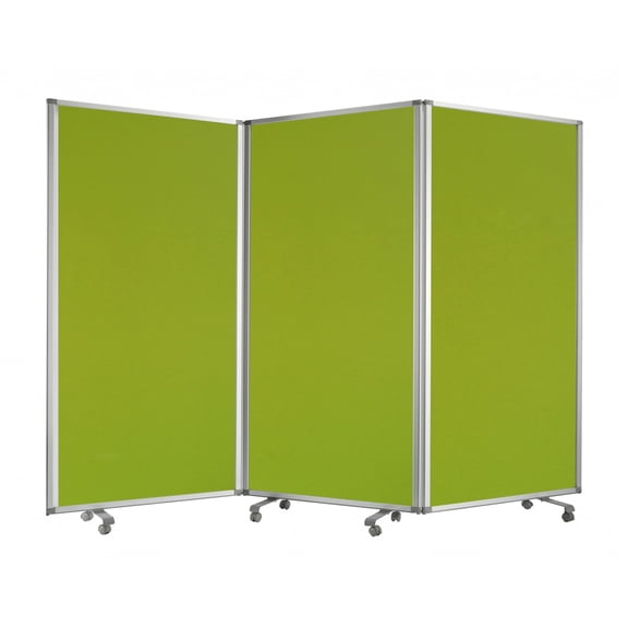 Green Rolling 3 Panel Room Divider Screen
