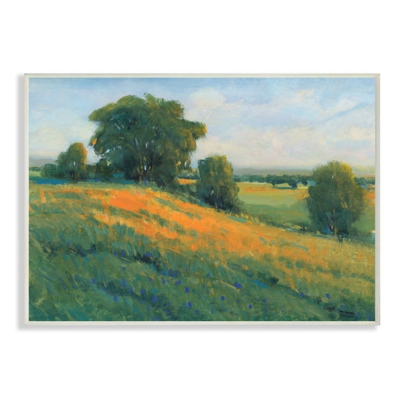 Stupell Industries Green Rolling Hills Blue Poppy Fields Landscapes,13 x 19,Designed by Tim OToole
