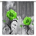 thumbnail image 1 of Green Rose Curtains, Fluorescent Green Raindrops Glass Butterfly Art Rose Flower Plant Blackout Windows Treatments, Thermal Insulated Drapes For Girls Women Bedroom Living Room Bathroom 84x84in, 1 of 6