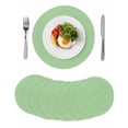 thumbnail image 1 of Green Round 15 Inch Placemats Set of 8, Minimalist Solid Color Modern Abstract HeatResistant Non Slip Place Mats for Dining Table, Wipeable Braided Kitchen Table Mats for Housewarming, 1 of 9