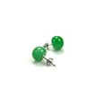 thumbnail image 1 of Green Round Gemstone Stud Earring for Women Men, 10mm, protection prosperity wisdom, 1 of 5