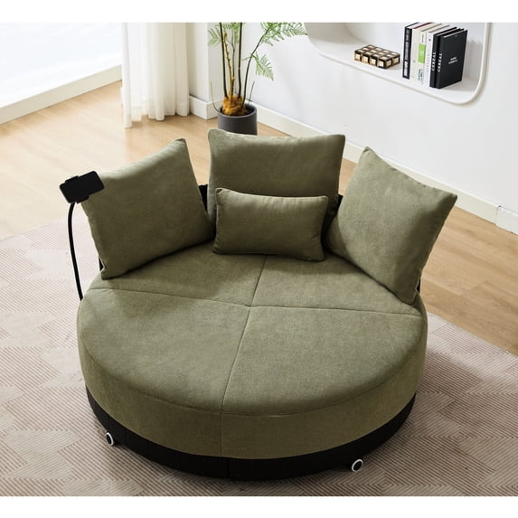 Green Round Swivel Accent Chair / 500 lbs Weight Capacity / Family Gathering