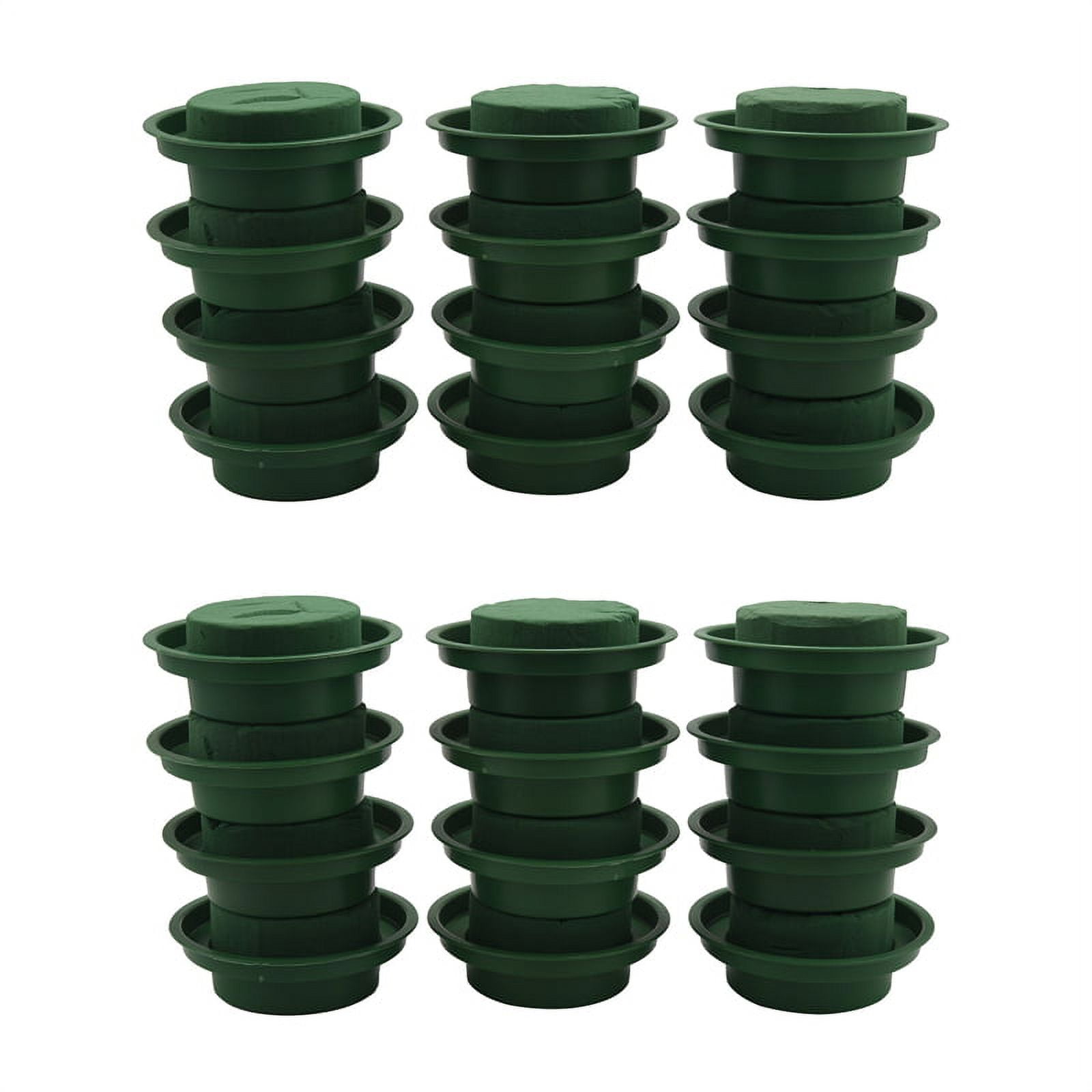 Green Round Wet Floral Foam, Wedding Aisle Flowers, Decoration (Flower Foam with Bowl, 24 Pieces)