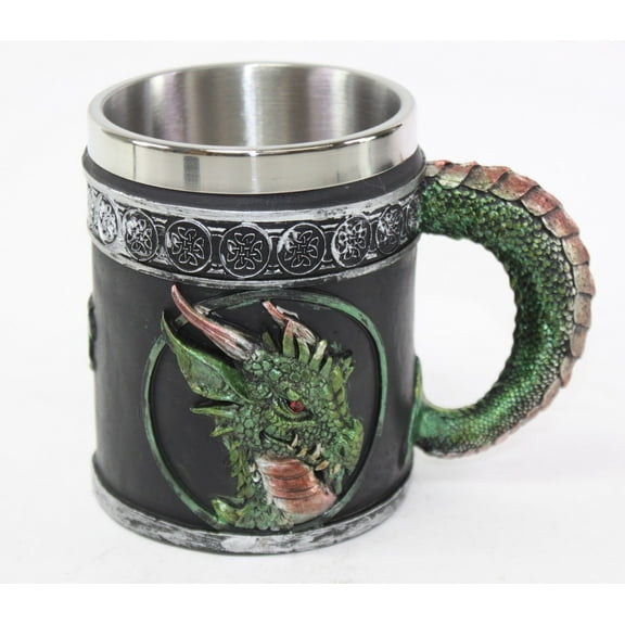 Green Royal Dragon Mug Serpent Handle Medieval Collectible Home Decor Gift G16592