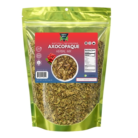 Green Royalty Axocopaque Herbal Mix Tea, Natural Herbal Infusion Loose Leaf Blend, Caffeine Free Botanical Tea for Digestion & Daily Wellness Support, 4 oz Resealable Pouch