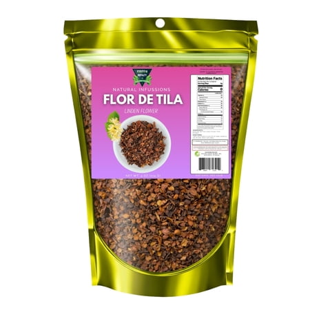 Green Royalty Flor De Tila Linden Flower Herbal Tea Loose Leaf, Natural Caffeine Free Herbal Infusion, Hot or Iced Tea, Resealable Bag, 4 oz