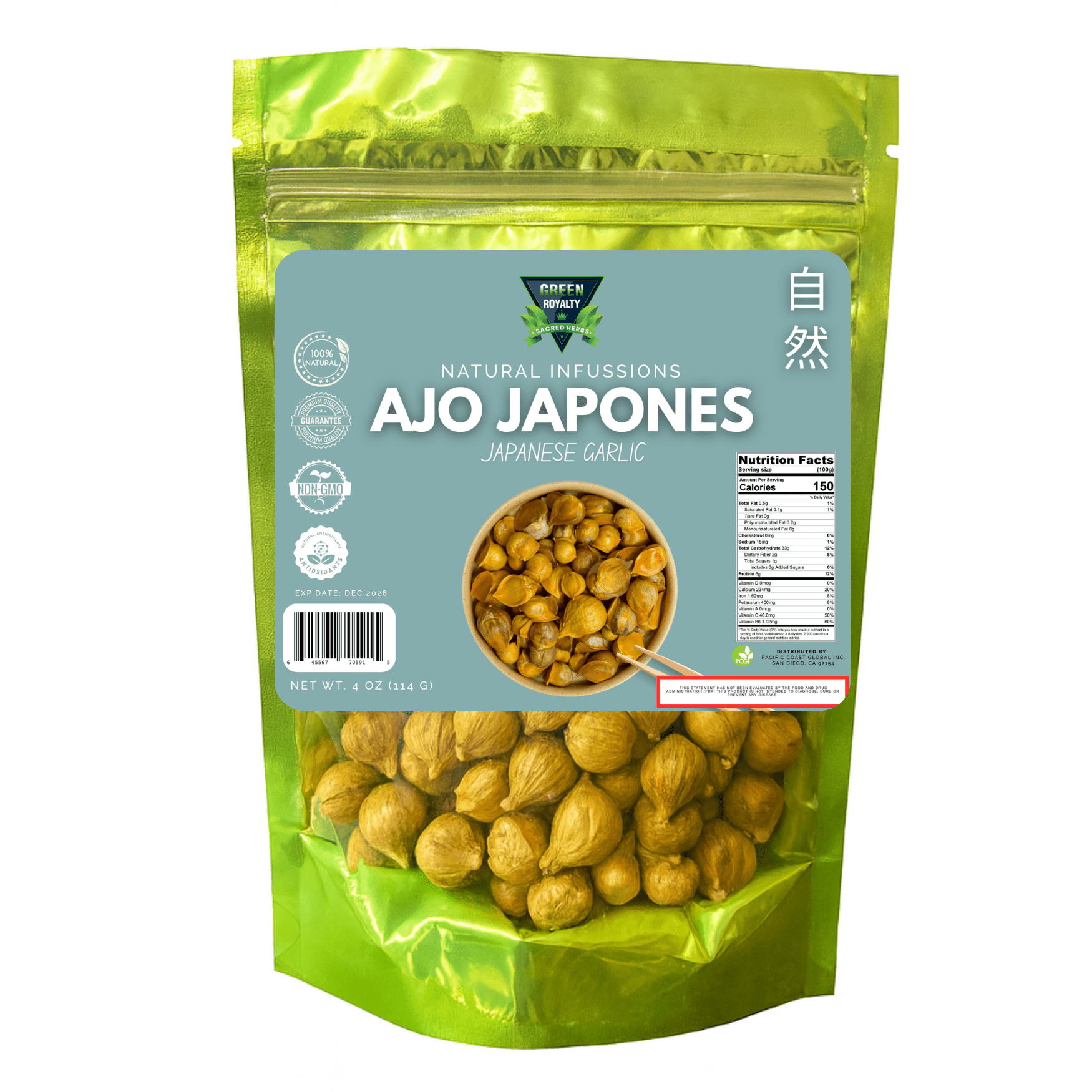 Green Royalty Ajo Japon√©s 4 oz | Japanese Garlic | Natural