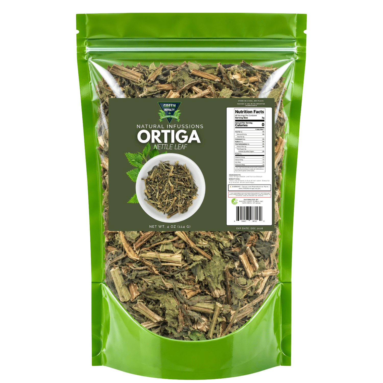 Green Royalty Nettle Leaf Tea 4 oz (114 g) – Dried Ortiga Leaves, Loose ...