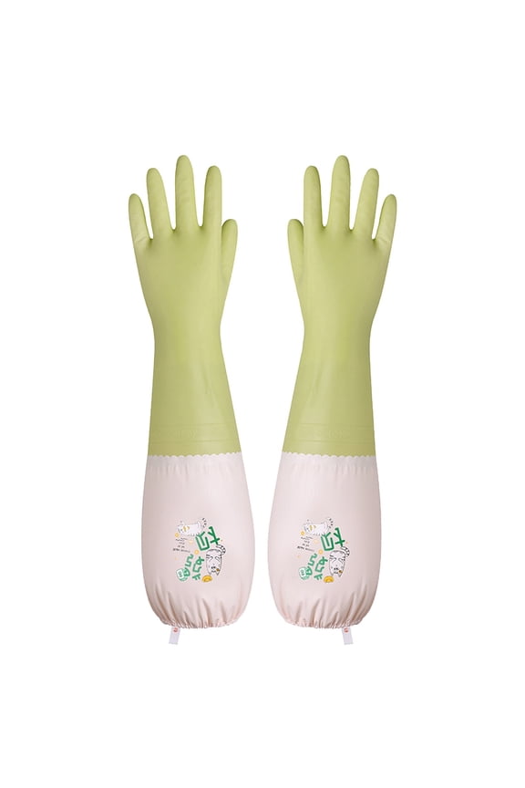 Green Rubber Cleaning Gloves With Non-Slip Palm And Elastic Cuff, Dishwashing Gloves For Kitchen, Home, Parents, Waterproof And Durable, 2-Pack