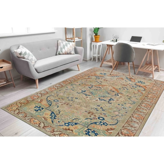 Green Rug, Floral Rugs, Brown Rug, Luxury Rugs, Turkish Rug, Nursery Rug, Dining Room Rug, Thin Rug, Round Rug, Customs Rug, Soft Rug, 2.6'x9.2' - 80x280 cm