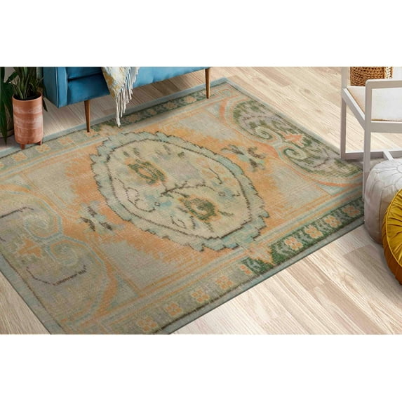 Green Rug, Muted Rugs, Floral Pattern Rugs, Bohemian Rug, Turkish Rug, Wedding Rug, Gift For The Home, Large Rug, Indoor Rug, 3.3'x5' - 100x150 cm