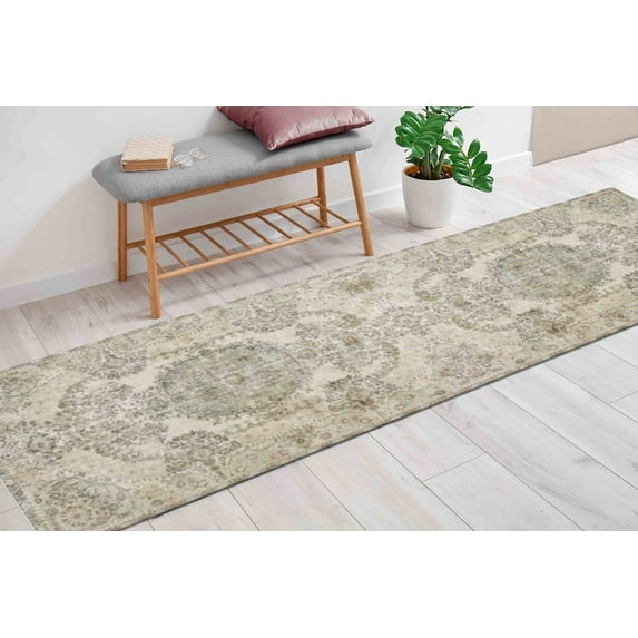 Green Rug, Soft Tones Rugs, Floral Rugs, Anatolian Rug, Turkish Rug, Step Rug, Personalized Gifts, Decorative Rug, Ethnic Pattern Rug, 3.3'x6.5' - 100x200 cm