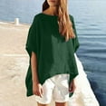 thumbnail image 1 of Green S WIZUTIZ Going Out Tops for Women Clearance Sales Plus Size Tunics Casual Tee Short Sleeve Loose Fit Round Neck Tshirts Athletic Solid Oversize Tops Cotton Linen Linen Blouse Elegant Ladies Ts, 1 of 5