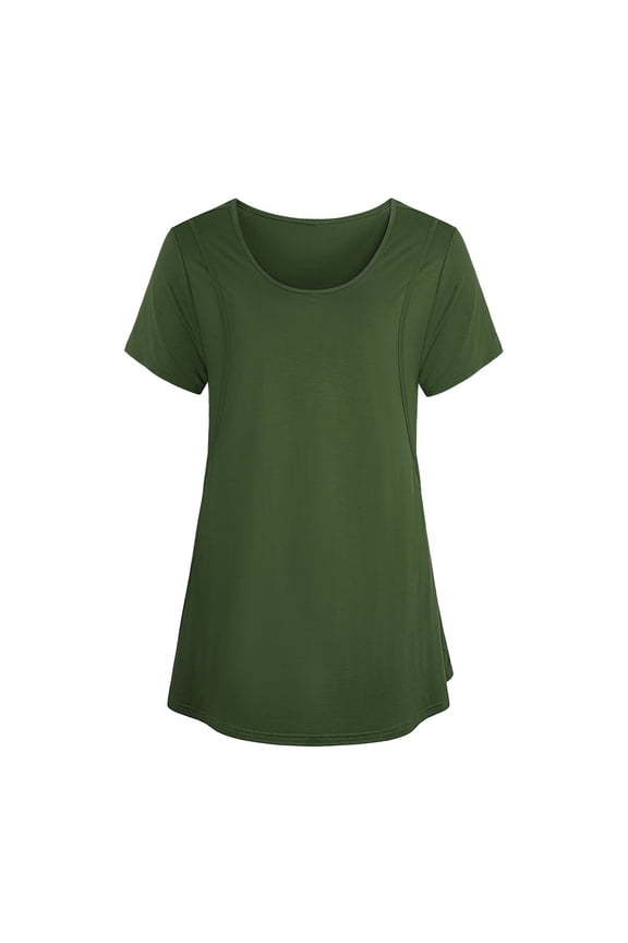 Green S WIZUTIZ Tops for Women Trendy Cotton Blend Plus Size Pure Colour Shirts Crew Neck Athletic Solid Tshirt Oversize Ladies Fluffy Tshirts Work Out Sports Tee Tunics Short Sleeve T-sh