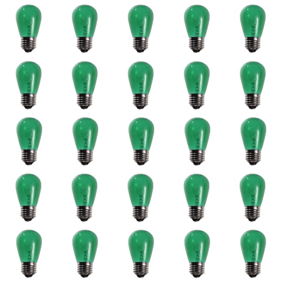 Green S14 Incandescent Bulbs - Box of 25