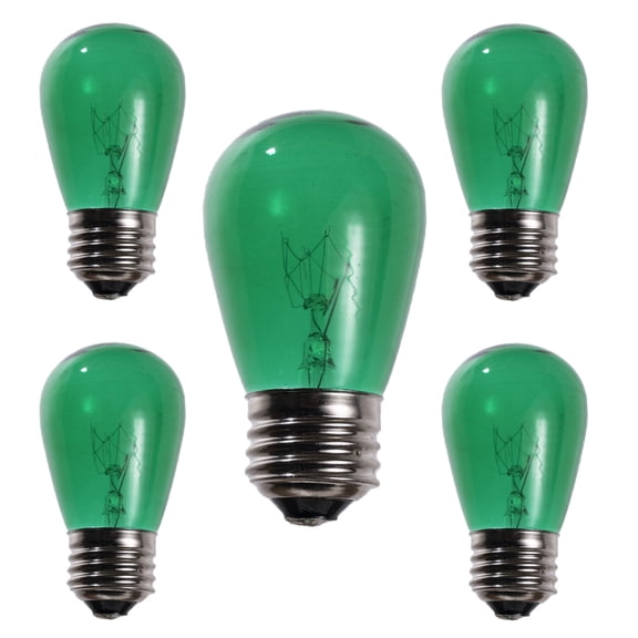 Green S14 Incandescent Bulbs - Box of 5