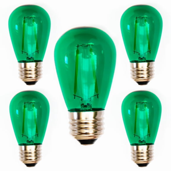 Green S14 LED Filament Bulbs - Box of 5