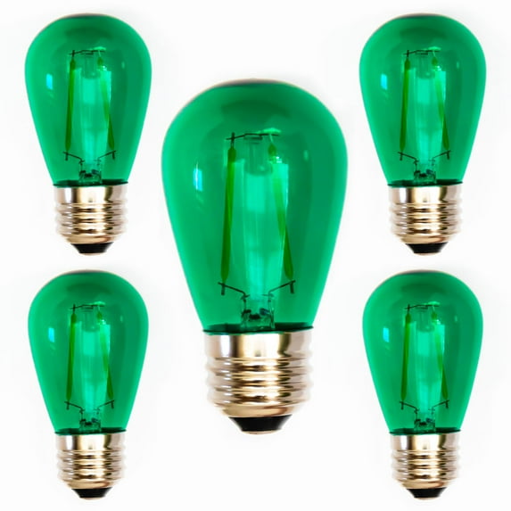 Green S14 LED Filament Bulbs - Box of 5