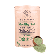 SaltWise Green Salt – 50% Less Sodium, Plant-Based Salt Substitute, 100% Dehydrated Salicornia, Natural Umami, No additives (7.05 oz / 200g)