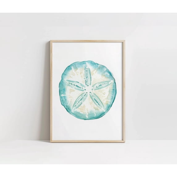 Shell Posster Blue Green Sand Dollar Shell Print, Beachy, Nancy Meyers Inspired Wall Art ...